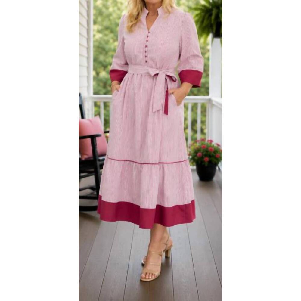 NEW DEAR LOVER ruffle hem midi dress - plus in red stripe